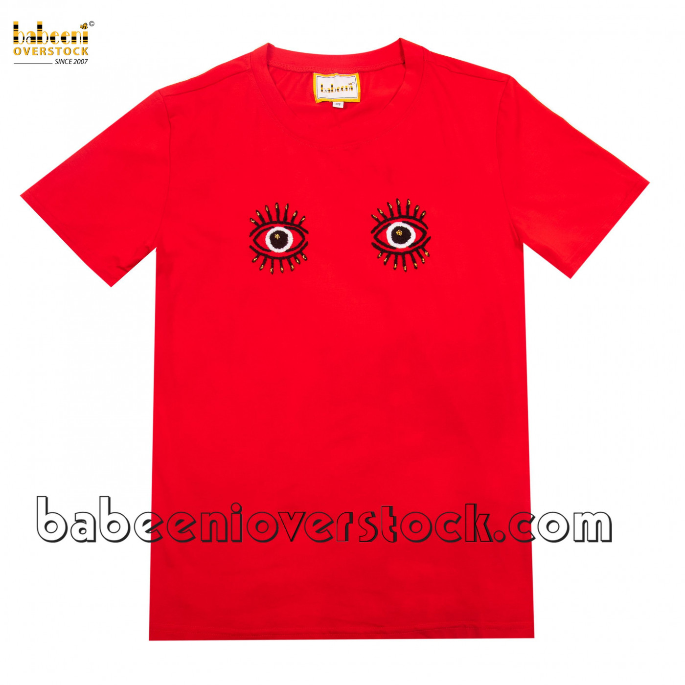 Embroidery eyes women red t-shirt - BB2211